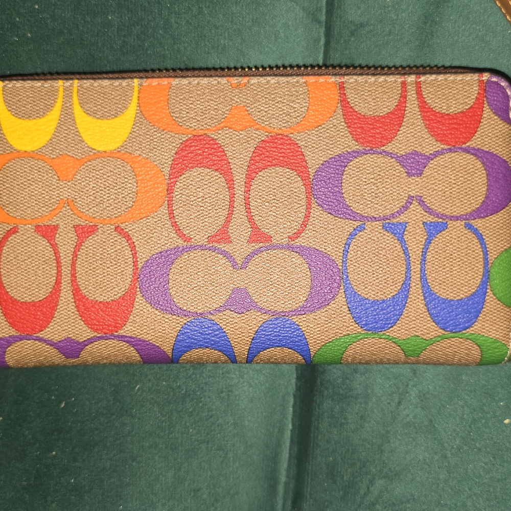 Authentic Coach Colorful Signature Print Wallet - Picture 2 of 7